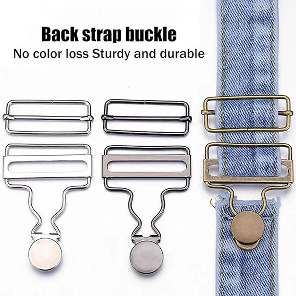 5 Sets Overalls Buckles Metal Suspender Replacement with Adjustable Slide Buckle for Jeans Suspender  Pants DIY Sewing Supplies