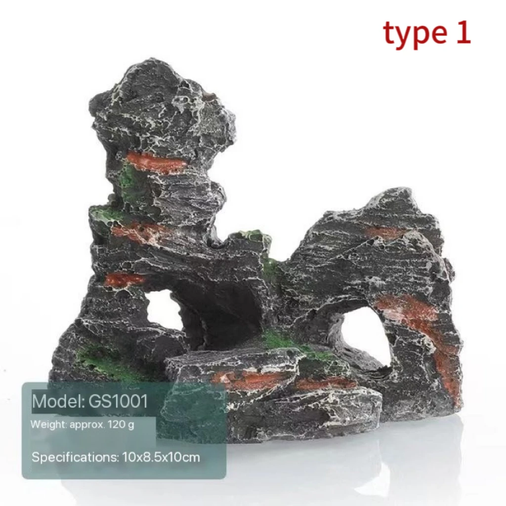 Fish Tank Landscaping Ornamental Rockery Simulation Resin Process Aquarium Decoration Explosive Rock Decoration Fish Hiding Cave