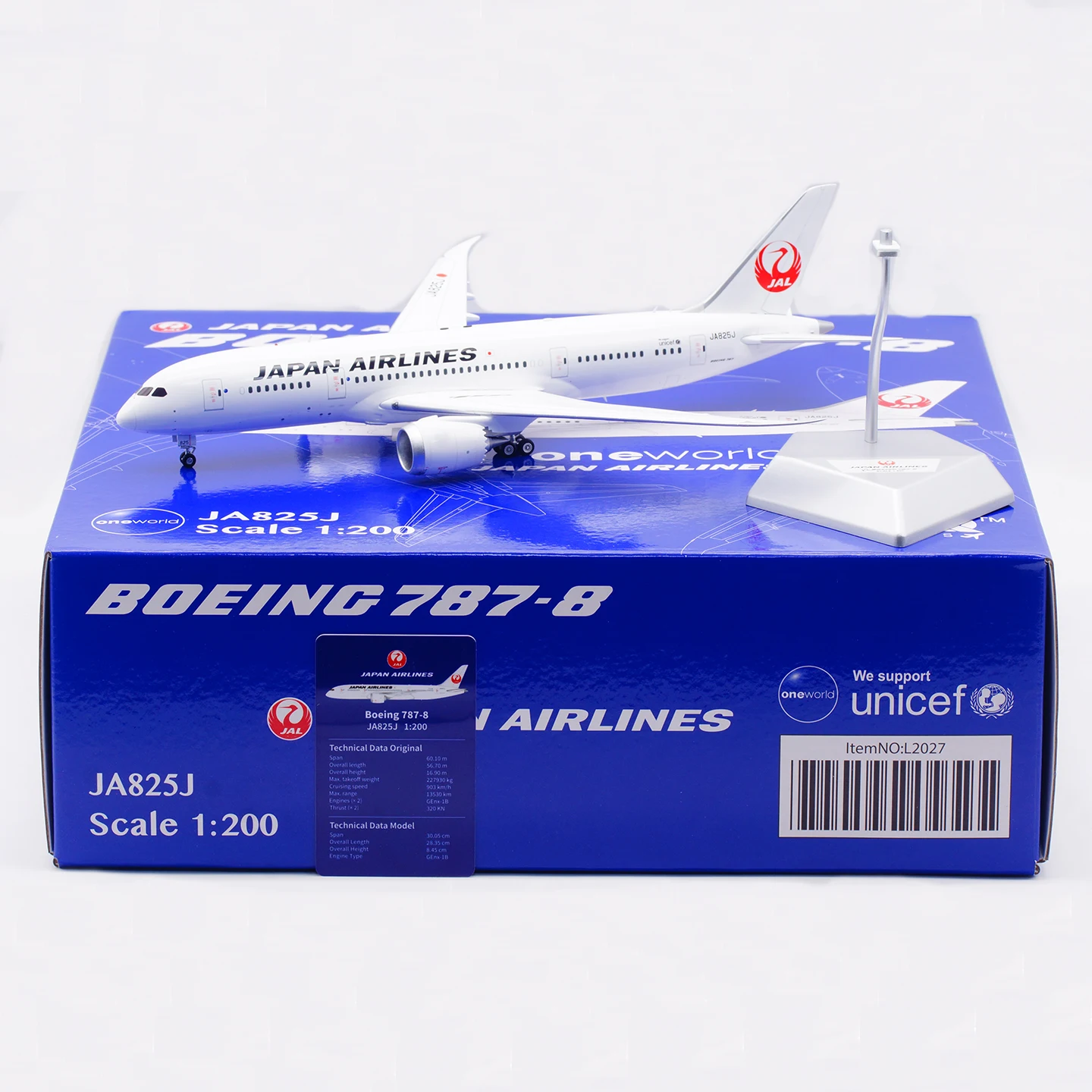 

L2027 Alloy Collectible Plane Gift SQ Wings 1:200 JAL Japan Airlines JAL Boeing B787-8 Diecast Aircraft Jet Model JA825J