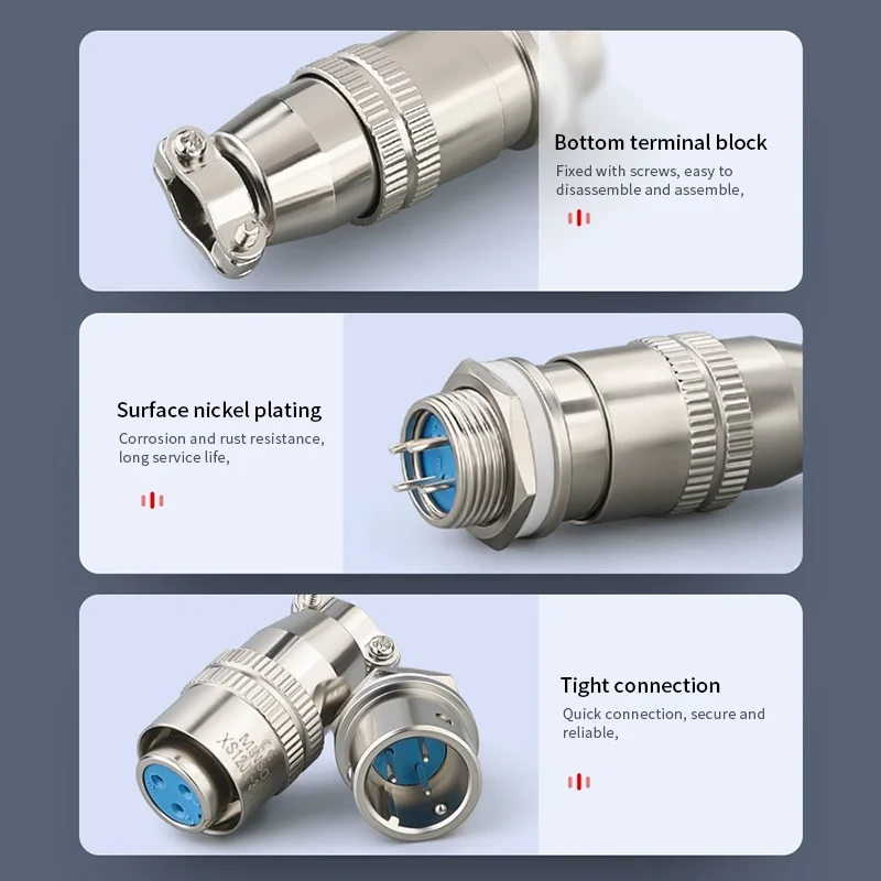 XS12 XS16 Aviation Plug K4P-2/3/4/5/6/7/9Pin Male Female Socket 1 Pair Connector Silver Plated Copper Needle 5A 125/200V Plugins