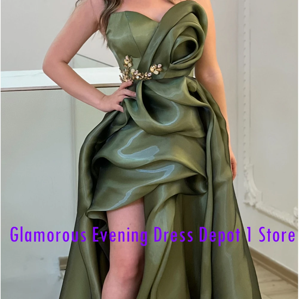 Graceful Crystal Satin Evening Dresses High Quality A-Line Floor Length Sweetheart Sleeveless Custom Size Vestidos De Fiesta