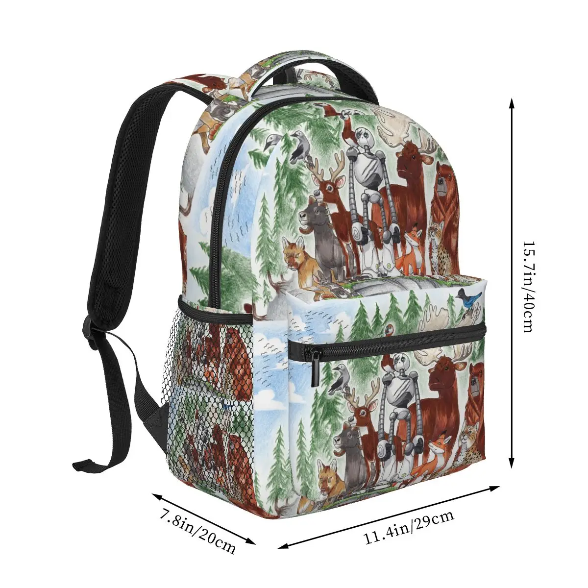 The Wild Robot And Friends Backpacks Boys Girls Bookbag Students School Bags Cartoon Kids Rucksack Shoulder Bag Large Capacity
