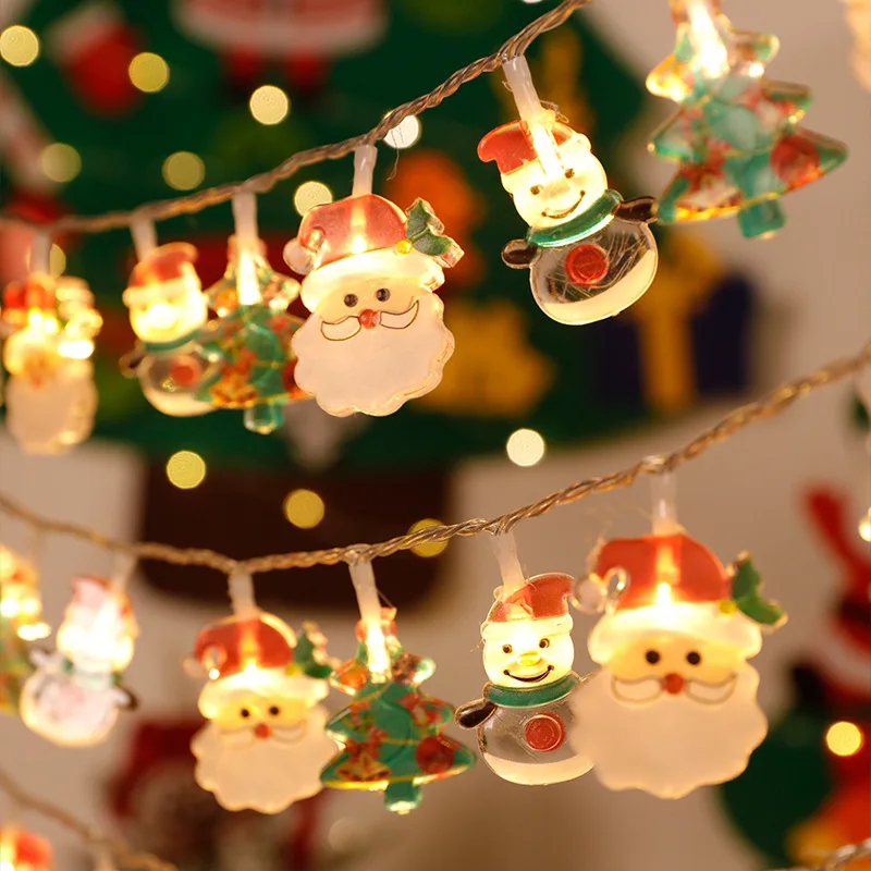 2024 Christmas Lights String Santa Claus Snowman Battery-operated Garland LED Christmas Decorative Light Party New Year\'s Decor