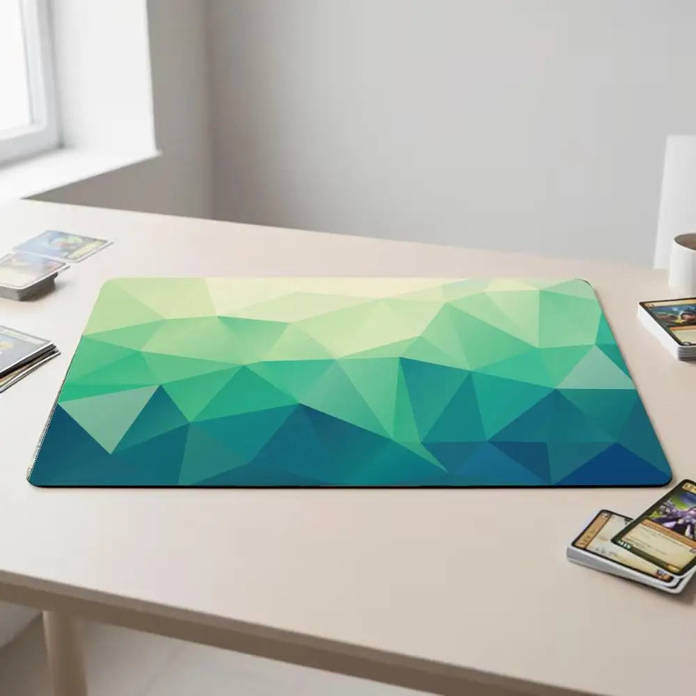 Geometric Polygon Gradient Mouse Pad, Large Extended Desk Mat, Abstract Low Poly Art Pattern, Non-Slip Rubber Keyboard Mat