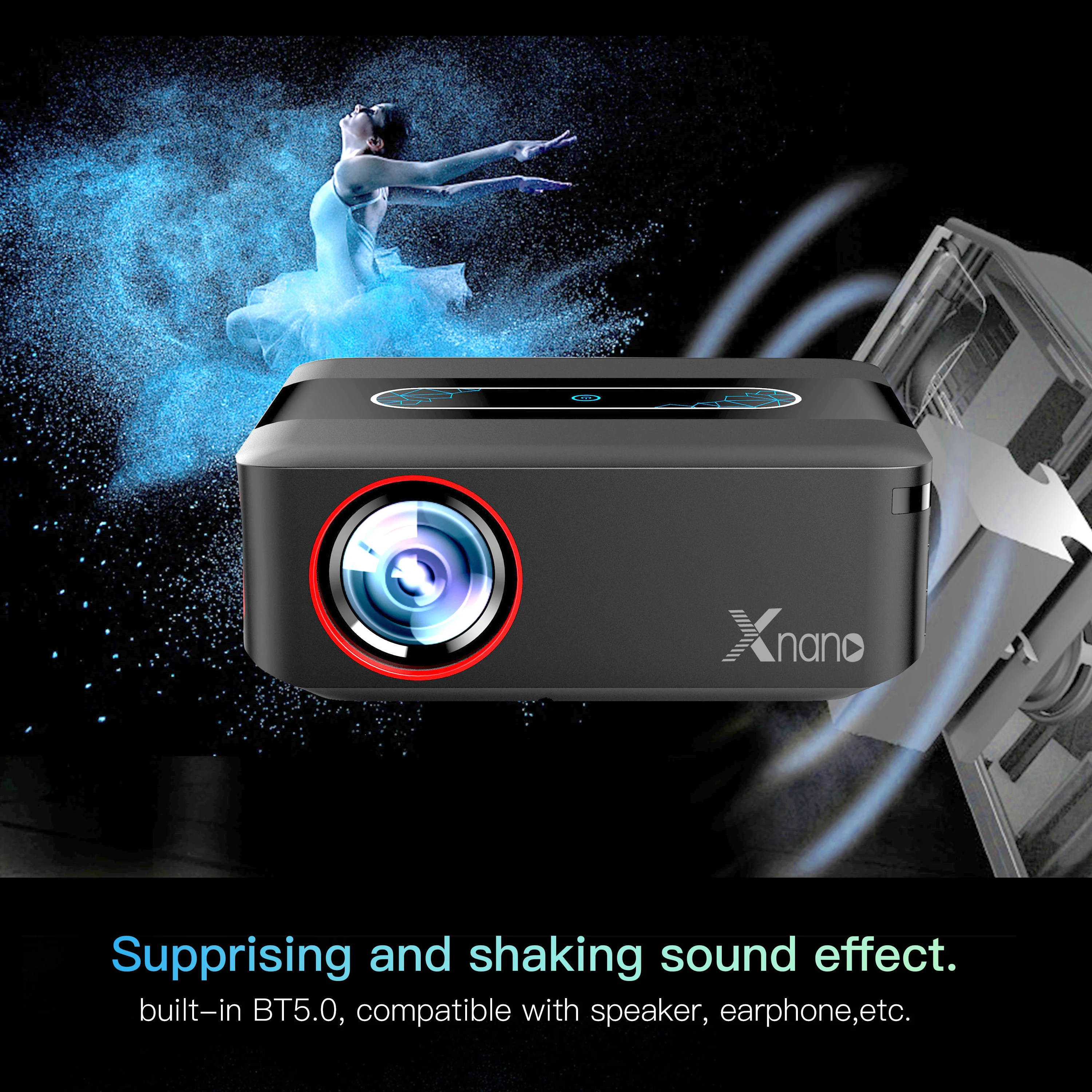 1080P Portable WiFi Bluetooth Projector 4K Supported Android Home Theater Outdoor Movie Gaming Projector for Phone