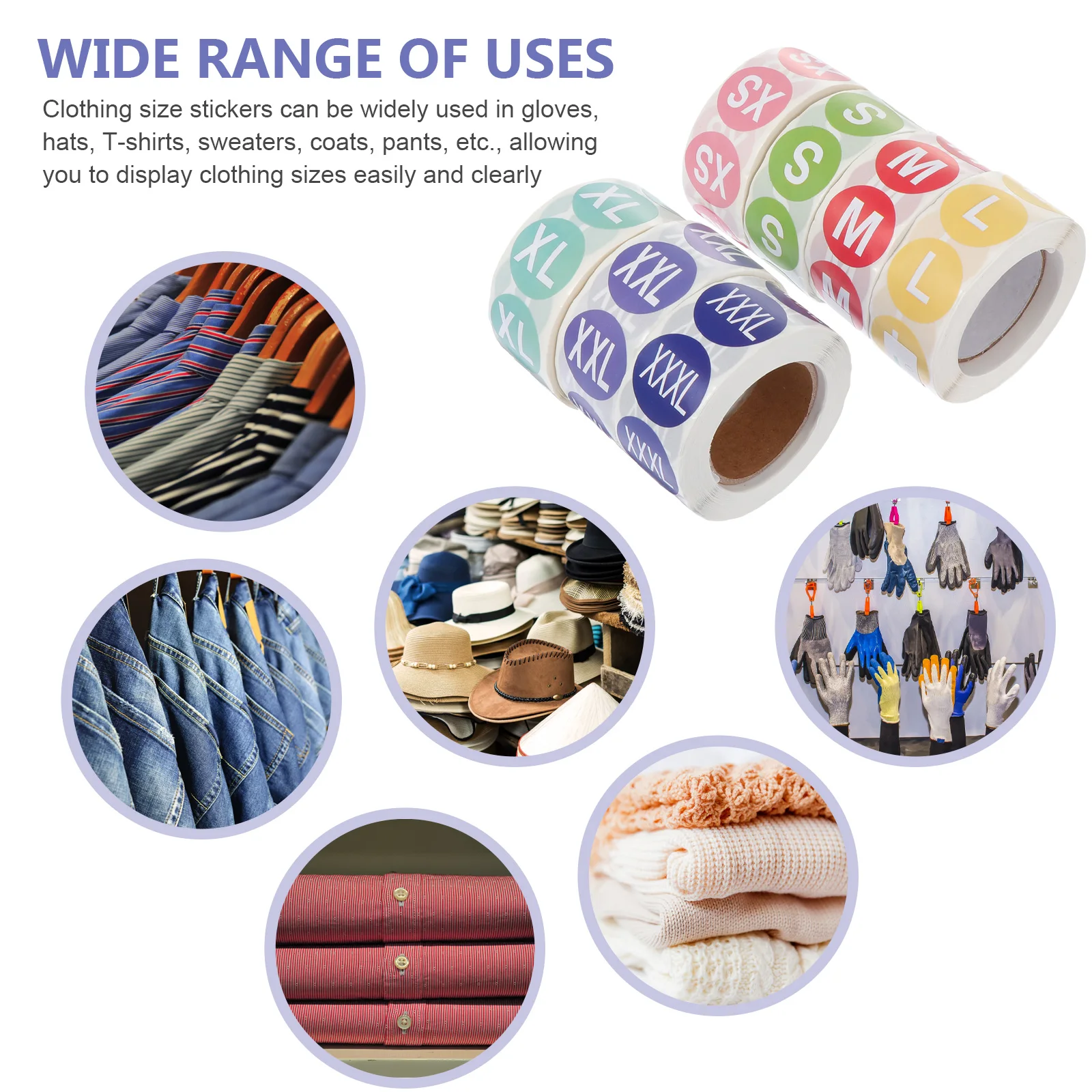 7 Rolls Size Sticker Clothes Round Label Embroidered Self-adhesive Clothing Child