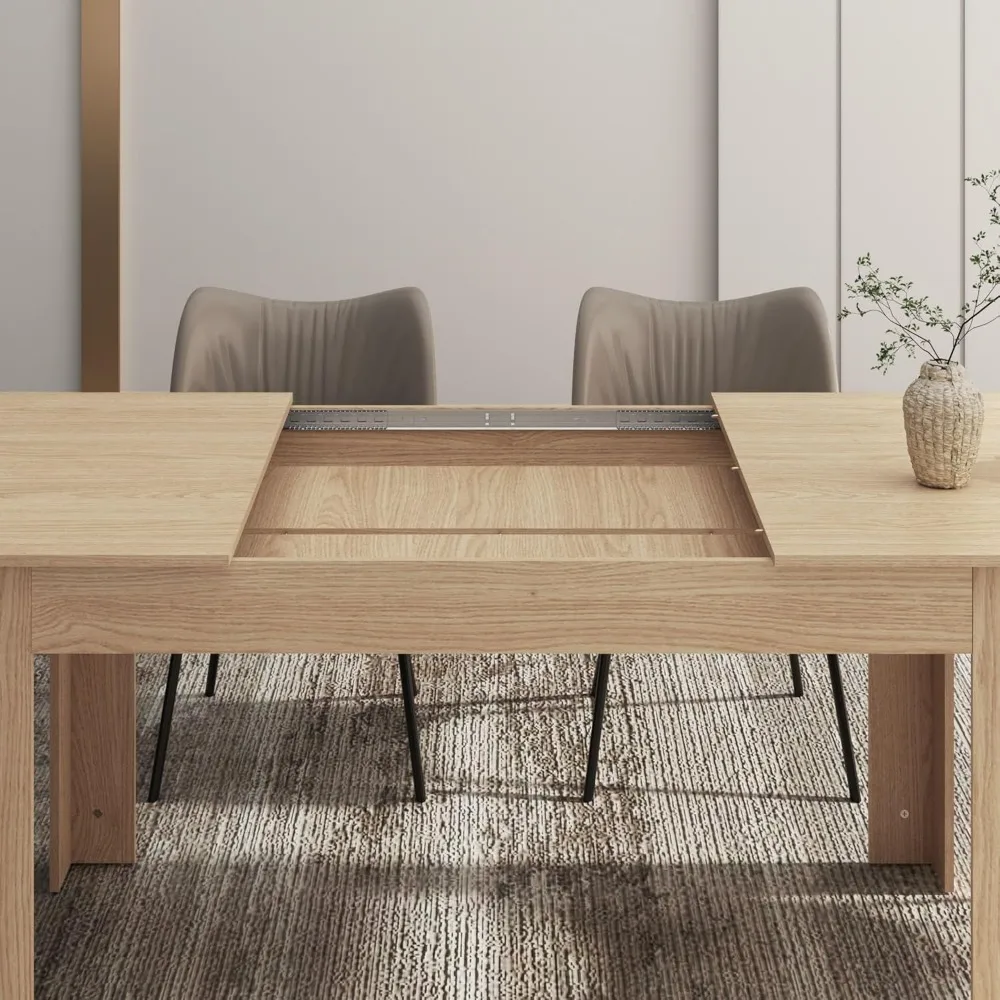 Uitschuifbare eettafel voor 6-10 personen, houten eetkamertafel, moderne uitschuifbare tafel voor bijeenkomsten, vergadering voor keukens