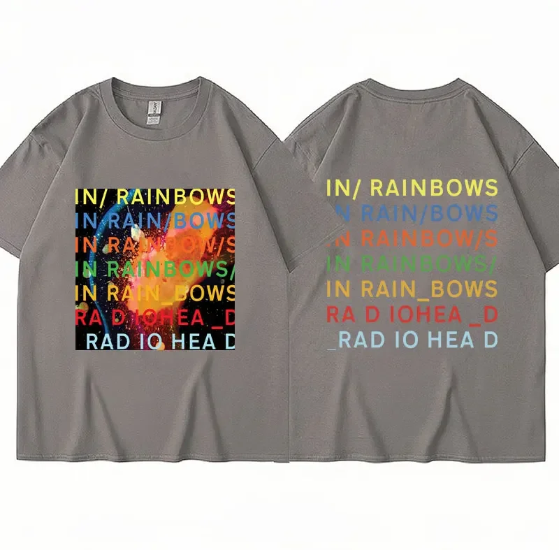 Rock Band Radiohead Graphic T Shirt Music Album in Rainbows Men\'s Short Sleeve Hip Hop Gothic Punk Oversized T-shirts Streetwear