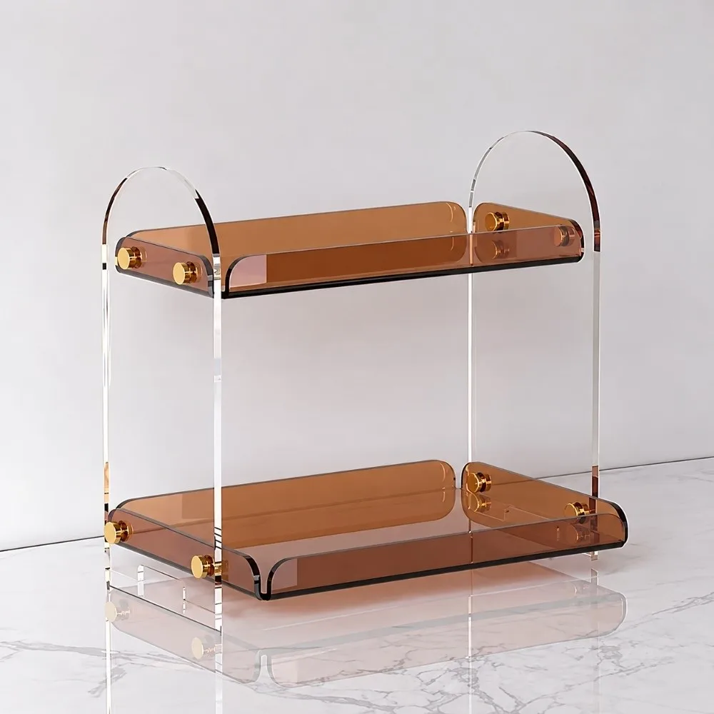 Bathroom Supplies Clear Makeup Organizer Light Luxury 2 Layer Storage Box Portable High Value Makeup Holder Office