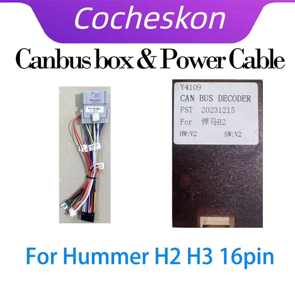 

Cocheskon Canbus Box Adapter LZ For Hummer H2 16pin Power Harness Wiring Cable Car Radio Android