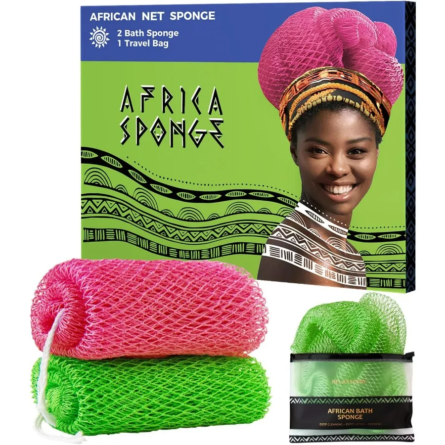 

Африканская сетчатая губка, подлинная 2-х шт., отшелушивающая скребок для тела, губка для ванны, камелия, зеленая скребок для спины, мочалка для душа R
