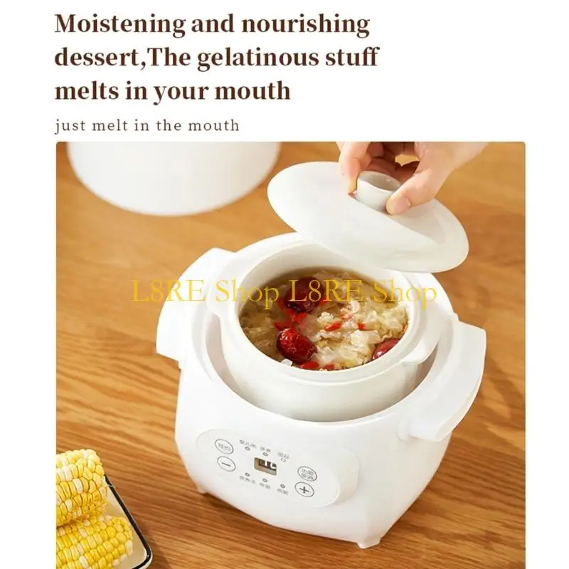 L8RE 1000ML Electric Ceramic Cooker Convenient Small Slow Cooker for Cooking Meals Home Cooking Tool Small Slow Cooker
