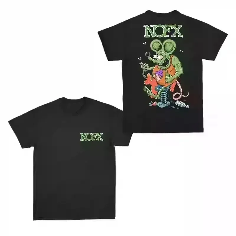 Camiseta de algodão puro com estampa de banda de rock NOFX, camiseta solta Y2K unissex de alta qualidade, camisetas de manga curta da moda