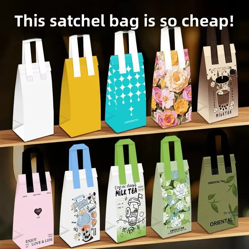 Sacs à poignée non tissés 10/20 pièces avec LOGO personnalisé |   Garder au chaud et au froid |   Sacs à tasses portables à emporter pour thé au lait, café et livraison