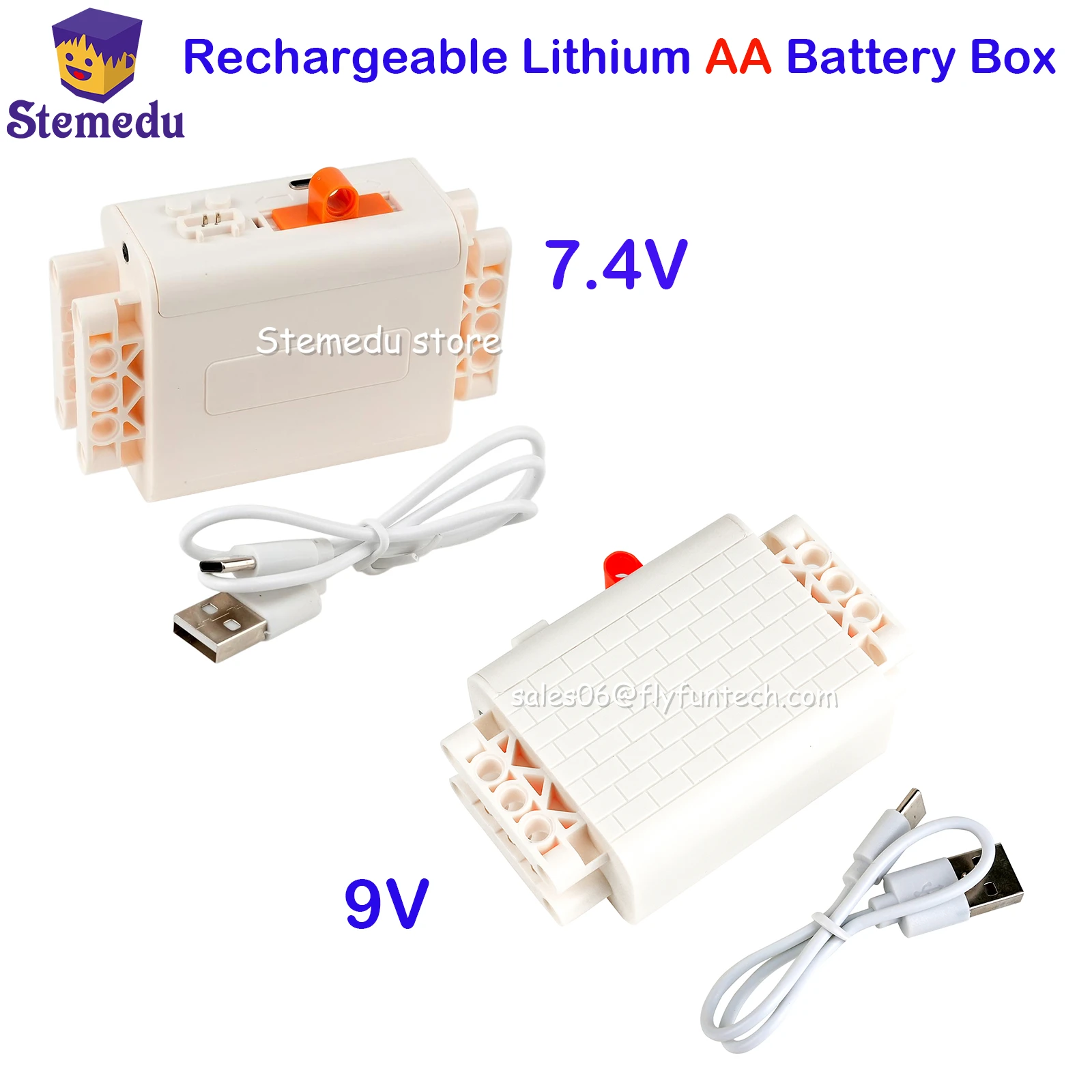 

Building Block Rechargeable Lithium Box 7.4V/9V Compatible With Legoeds AA Battery Box 8883 Power Supply for Power Motor