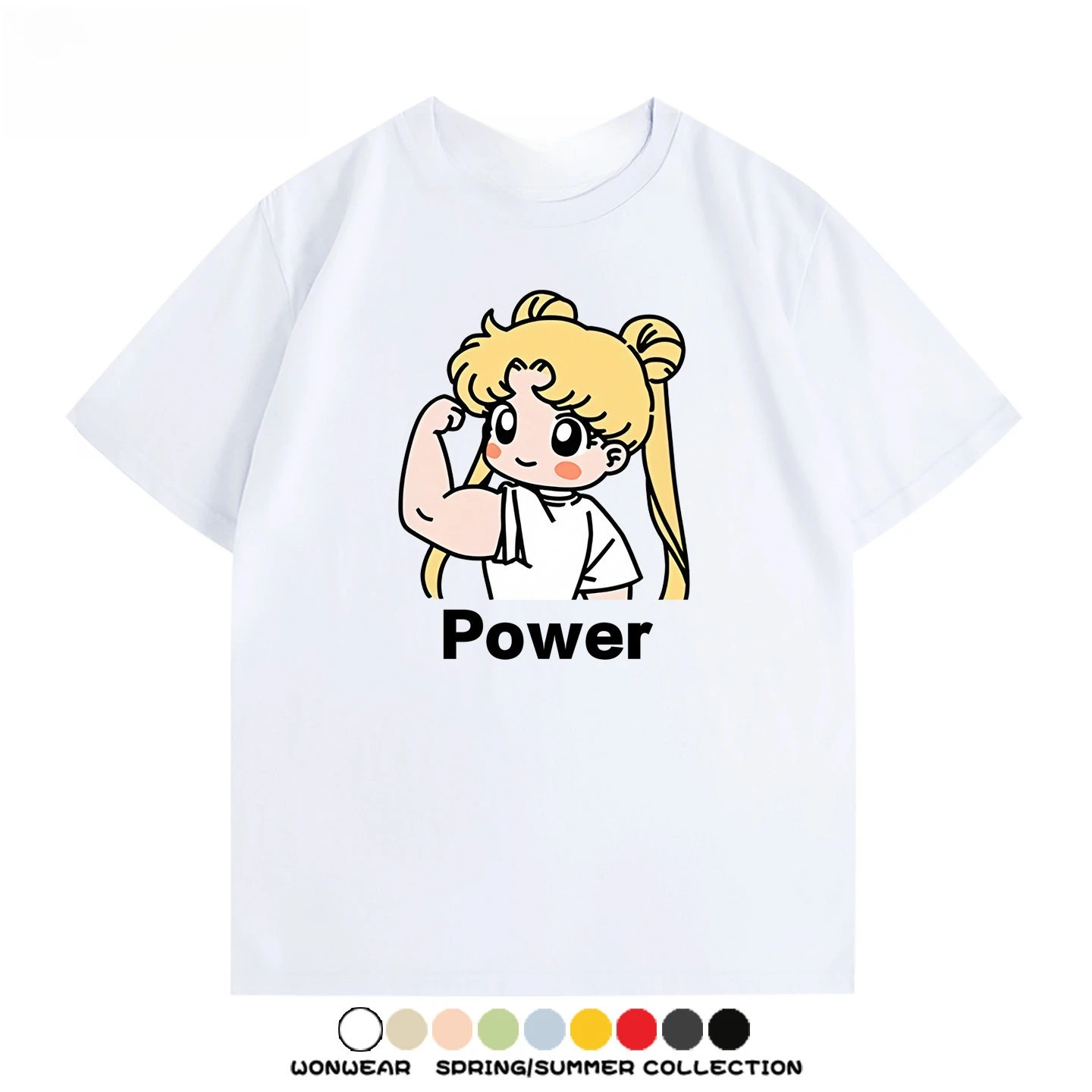 2026 New Pretty Soldier Sailor Moon Biceps Print T-shirt Short Sleeve T-shirt Men's and Women's T-shirt Sports Fitness T-shirt