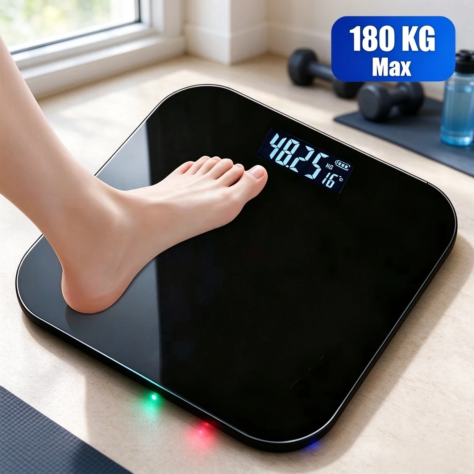 High Precision Electronic Bathroom Scale, LED Display Body Scale with Temperature & Unit Switch