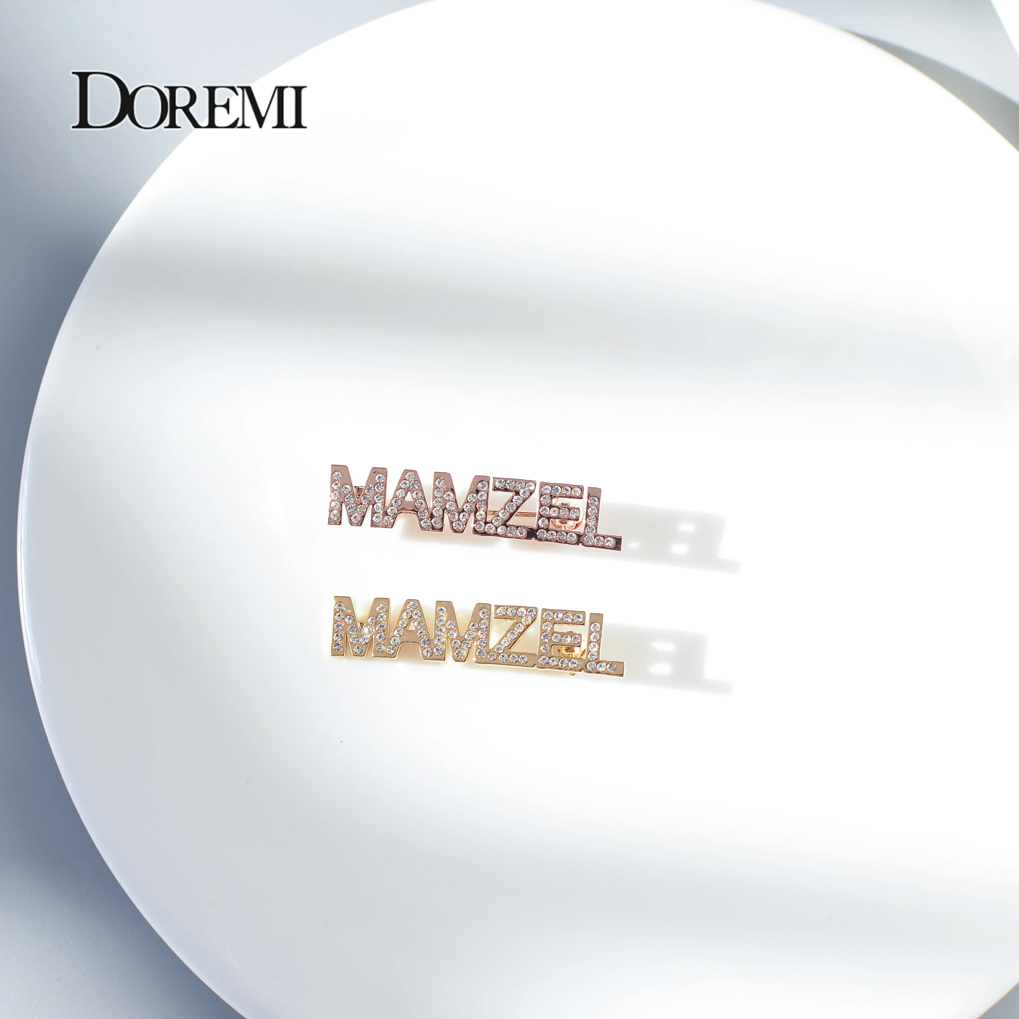 DOREMI Stainless Custom Name Brooch Crystal Brooch for Women Men Children Personalized Brooch with Names Initial Letters Arabic