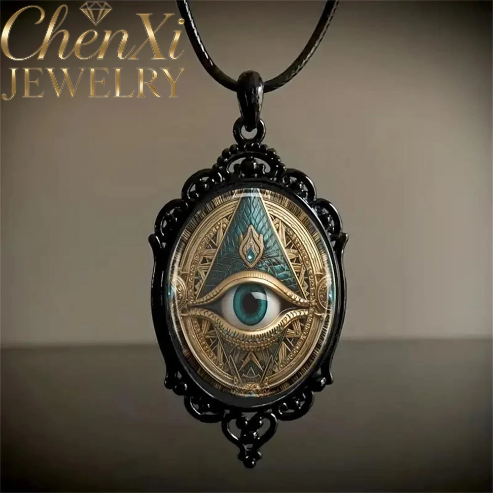 

High-end Eye Pattern Oval Black Lace Glass Pendant Luxury Quality Fashion Fine Jewelry Exquisite Elegant Charms Popular Young