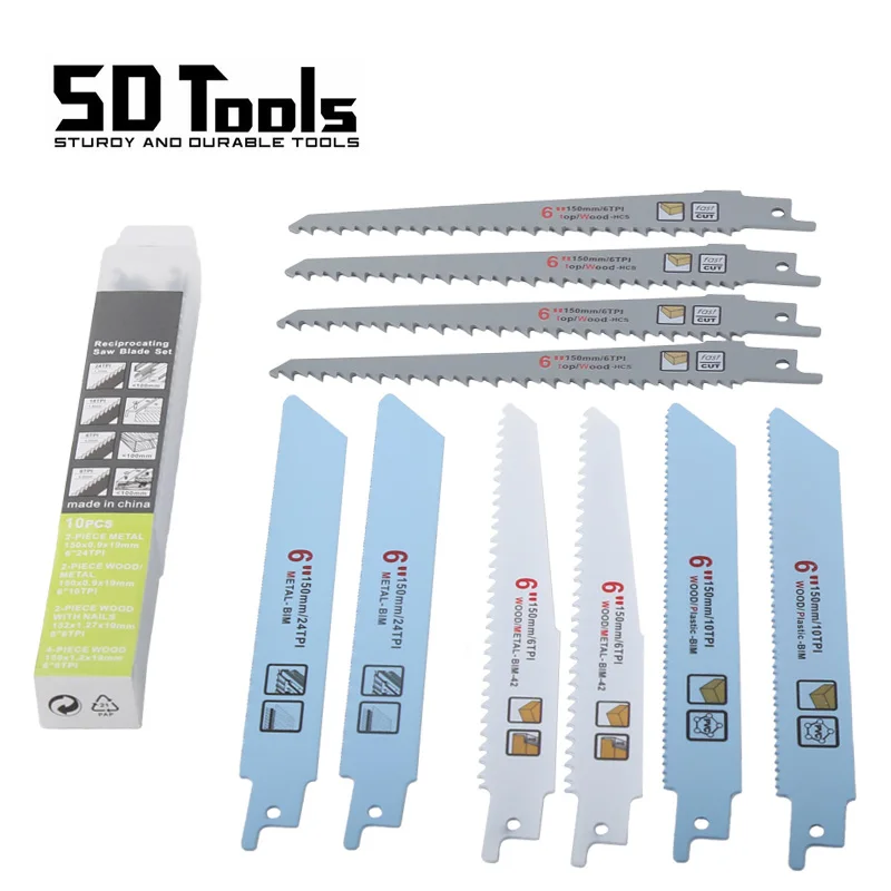 

Reciprocating Saw Blades 10PCS/Set Saber Saw Blade For Cutting Wood Metal Plastic Tube Power Tools Accessories For Bosch Makita