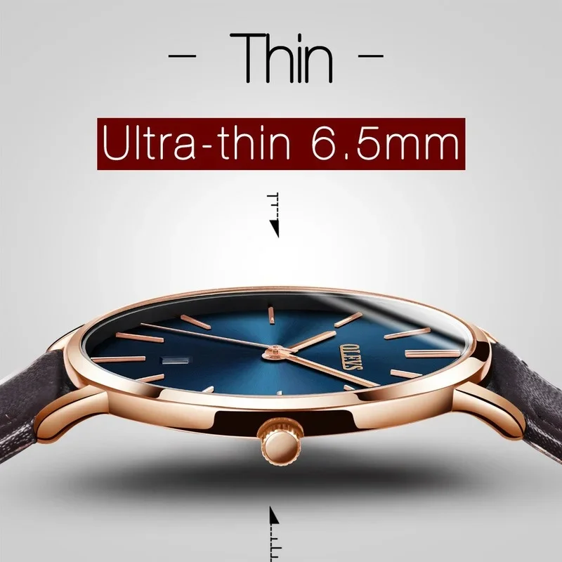 Fashion ultra-thin leather waterproof couple watch quartz watch