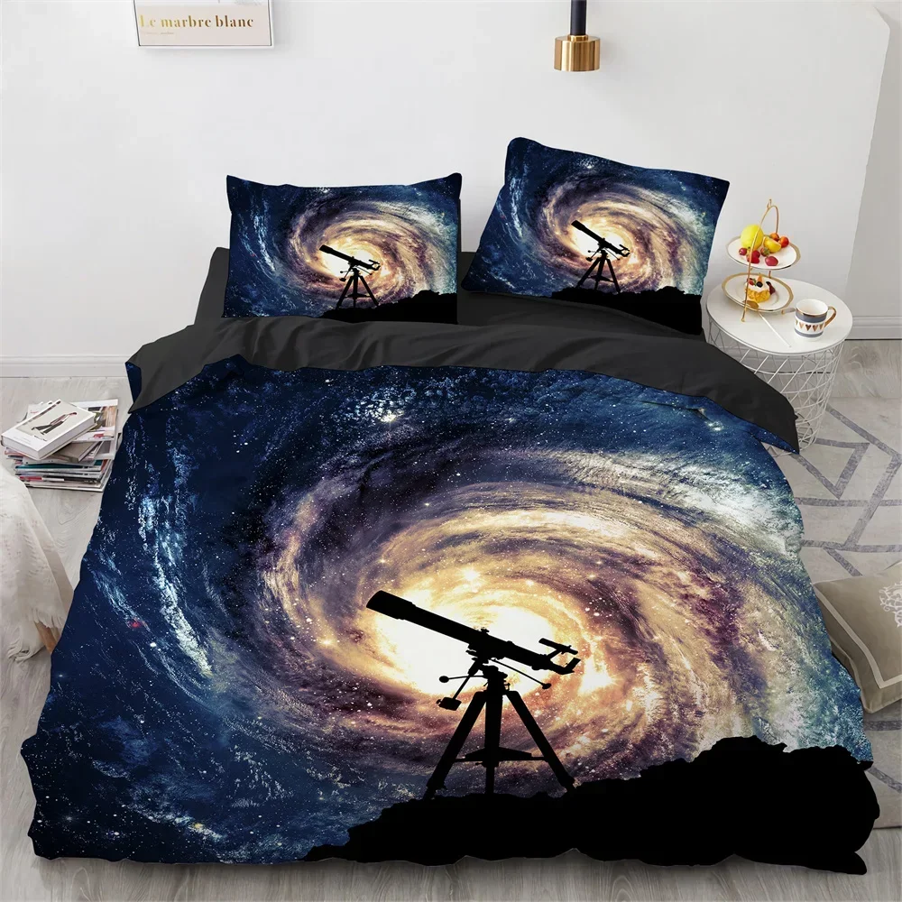 Galaxy Planet Universe Sky Blue Earth Outer Space Astronomy Bedding Set Single Twin Double Queen King Cal Size Bed Linen Set