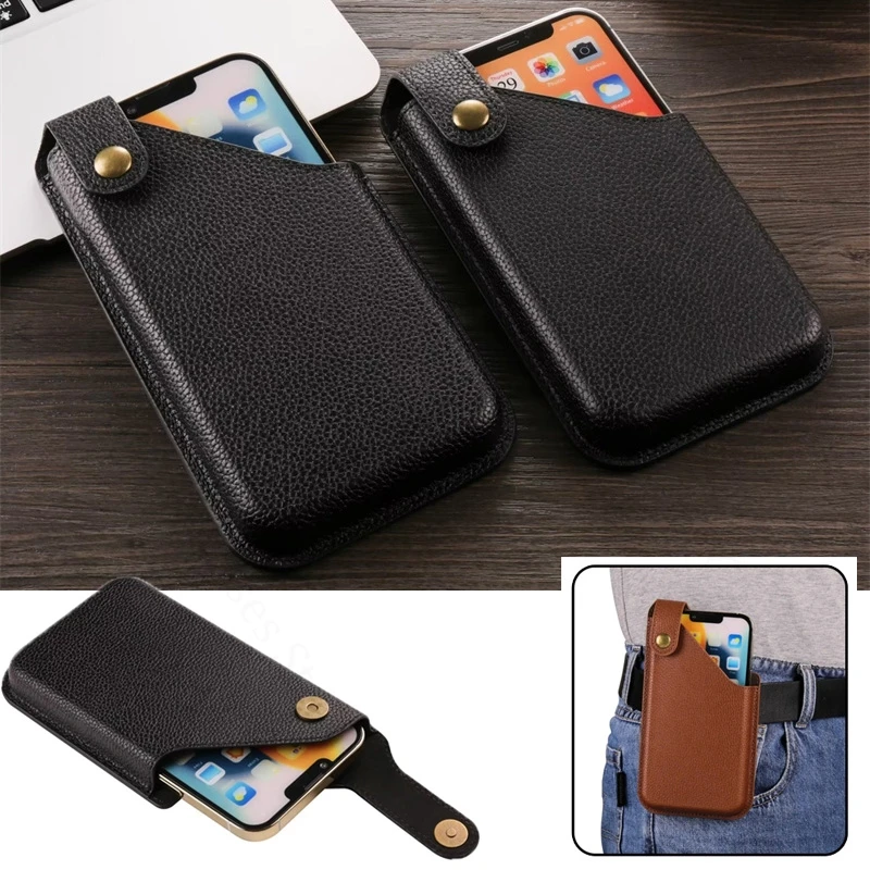

Vertical Leather Phone Pouch For Honor Magic 8 Pro 7 RSR Universal Waist Bag Belt Cases Magic 8 Lite 7 Pro 6 RSR 5 4 3 Pro Plus