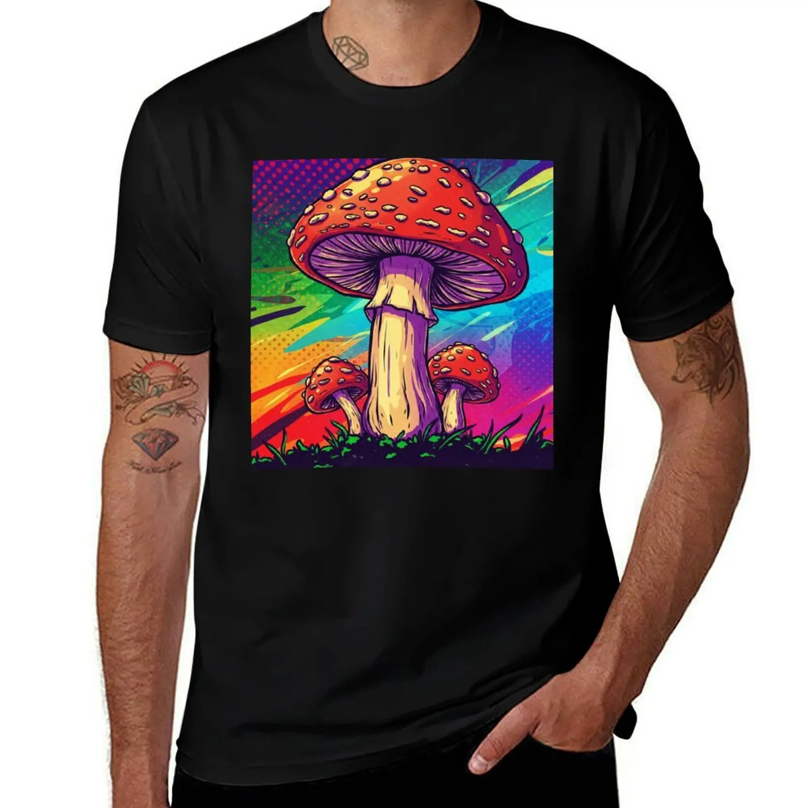 

Rainbow Family of Mushrooms T-Shirt vintage t shirts summer clothes anime t shirts oversized t shirt mens graphic t-shirts anime