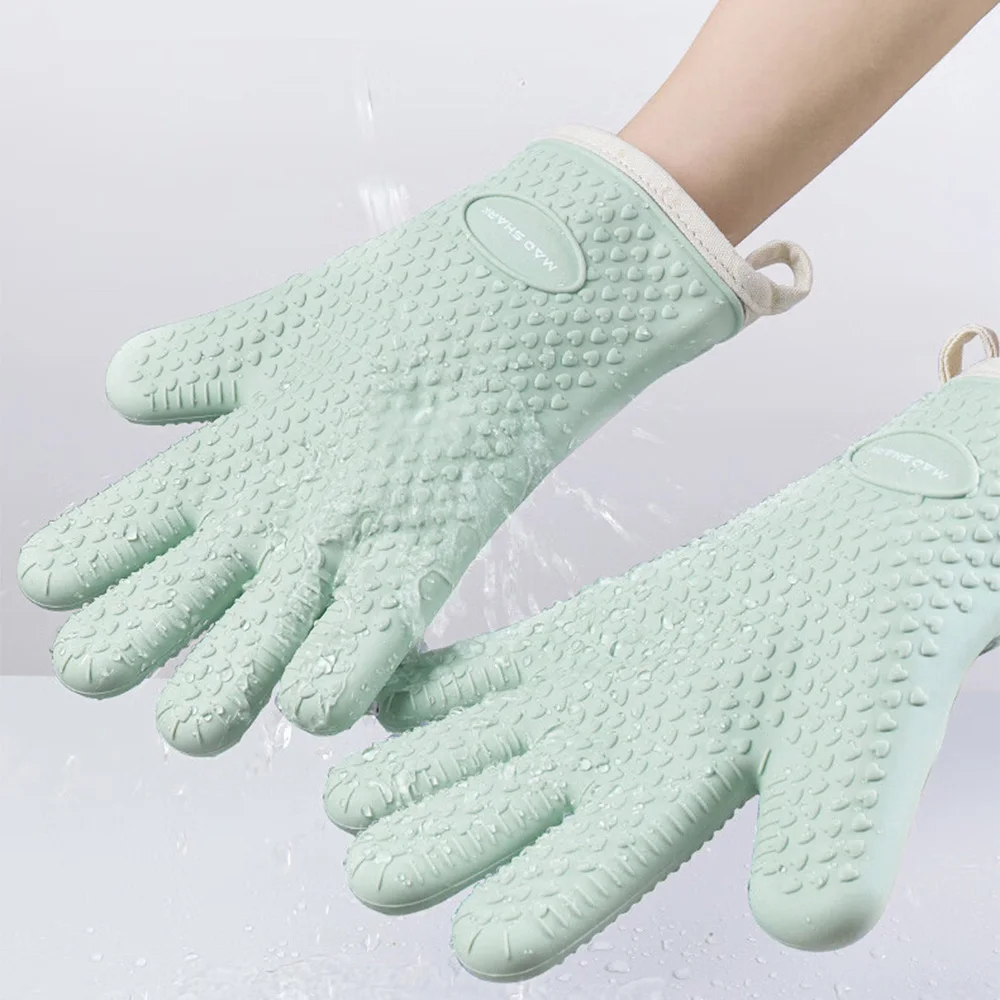 مكافحة تحرق سميكة قفازات السيليكون مقاومة للحرارة فرن الميكروويف قفازات الخبز قفازات شواء المضادة للانزلاق العزل الحراري قفازات