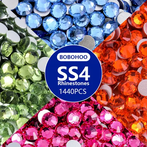 BOBOHOO SS4 1440cs Non Hot Fix Vetro Cristallo Strass Glitter Strass Flatback Pietre Per Unghie artistiche Artigianato FAI DA TE Decorazione