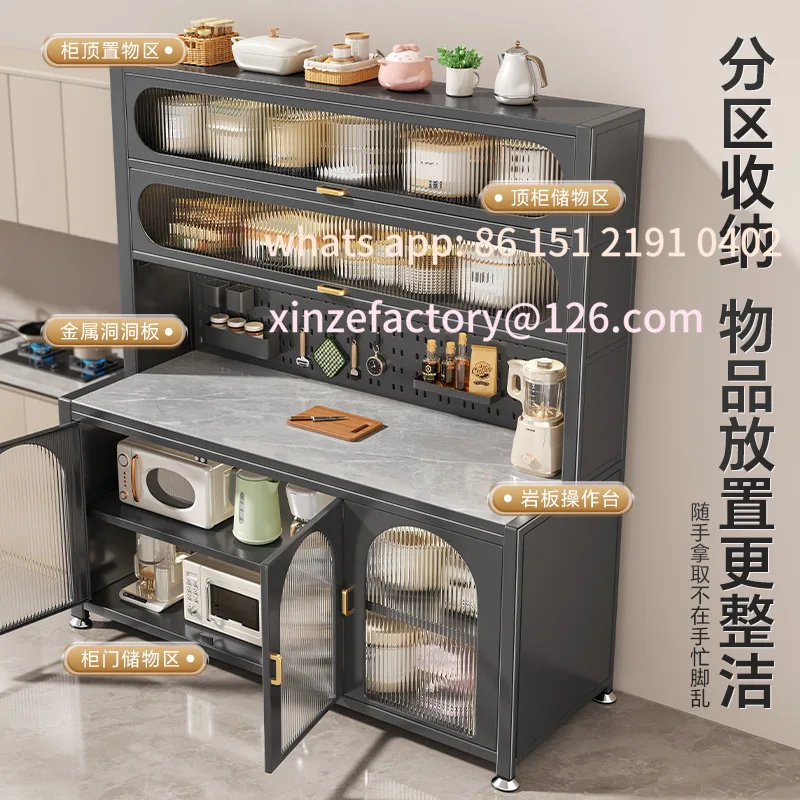 Estante de cocina de pizarra personalizable, armario doméstico multicapa de suelo a techo, gabinete de almacenamiento integrado multifuncional a