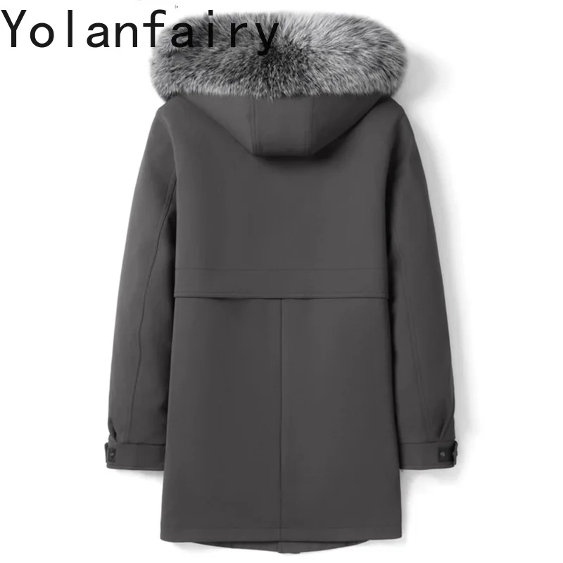 YOLANFAIRY High-end Real Fur Parka Men's Warm Winter Hood Fox Fur Collar Luxury Whole Mink Liner Man Fur Coat Mid-long Parkas