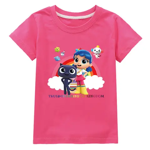 Çocuk Giysileri Karikatür Gerçek ve Gökkuşağı Krallık Yaz Bebek Kız Kısa Kollu Giyim Erkek Sevimli T Gömlek Çocuk Giysileri