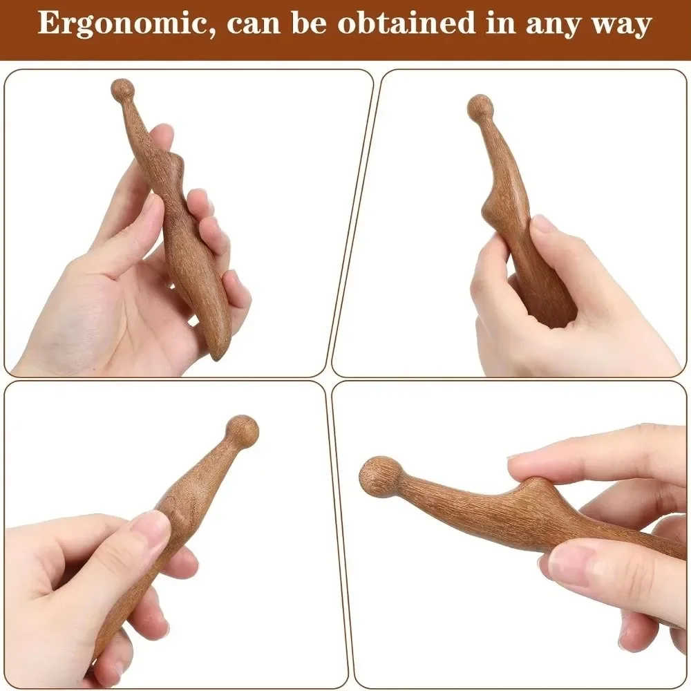 Natural Sandalwood Acupressure Stick Meridian Scraping Muscle Relaxation Massage Stick Full Body Wooden Foot Massage Stick