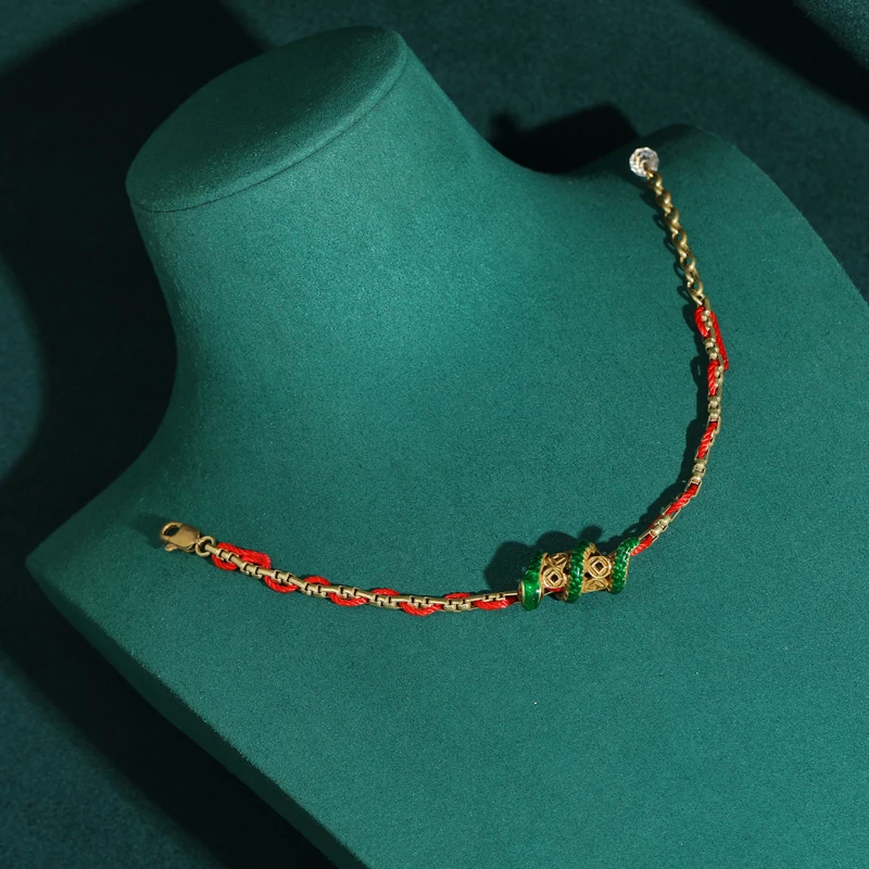 Vintage Roll Rope Red Bracelet For Ladies 2026 Antique Gold Plated Snake Designer Jewelry Natural Stone Luxury Birthday Gift New