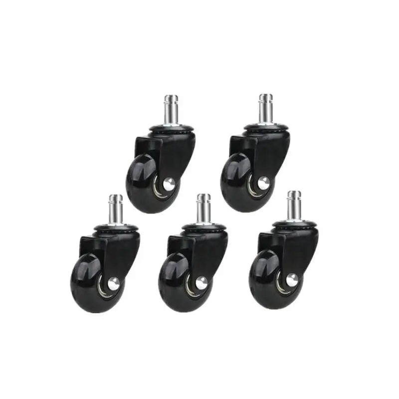 5 Packs 2 Inch Black Pu Transparent Universal Wheel Snap Spring Caster Furniture Office Chair Strong Load Bearing