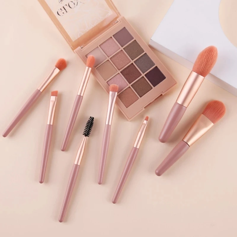 8 pieces of cosmetics foundation make-up cheek red powder shadow mixed makeup brush Soft and lovely beauty tool makeup brush