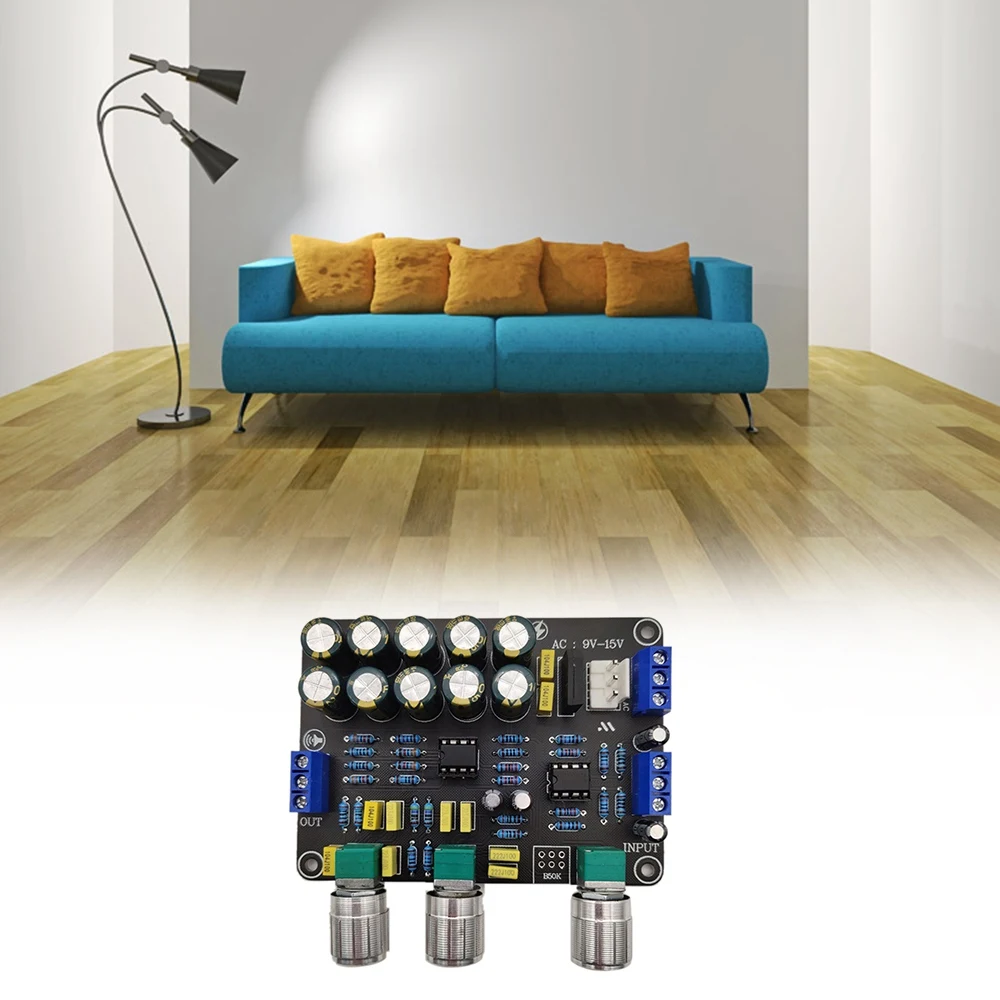 Y22A-NE5532 Preamp Pre Amplifier Pelat Penyesuaian Audio Amplifier HIFI Preamplifier Kontrol Nada Volume, 24-24