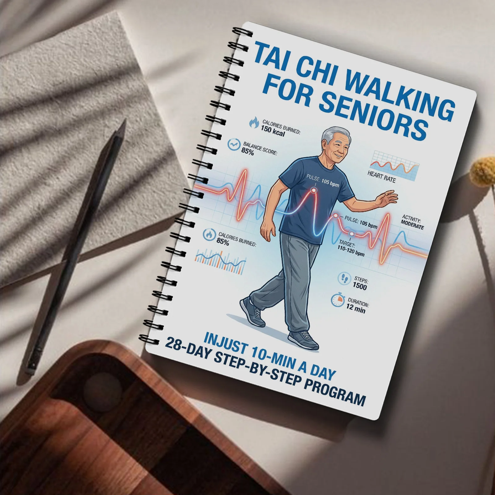 

Tai Chi Walking Plan: A 28-Day Program Specifically Designed for The Elderly| Practice for 10 Minutes Daily, with Step-By-Step Illustrated Movements to Improve Balance And Overcome The Fear of Falling| Spiral Binding, Paper