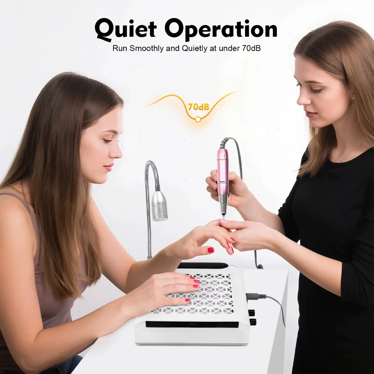 4-in-1 Professional Electric Nail Drill Machine with Dust Collector & Light Manicure Pedicure Nail Polisher Tool