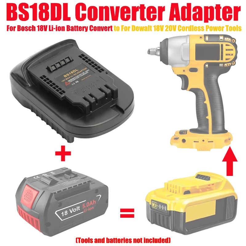 

ALASICKA Battery Adapter Converter BS18DL for Bosch 18V Li-ion Battery Convert To for DeWalt 18/20V Li-Ion Battery DCB200 DCB204