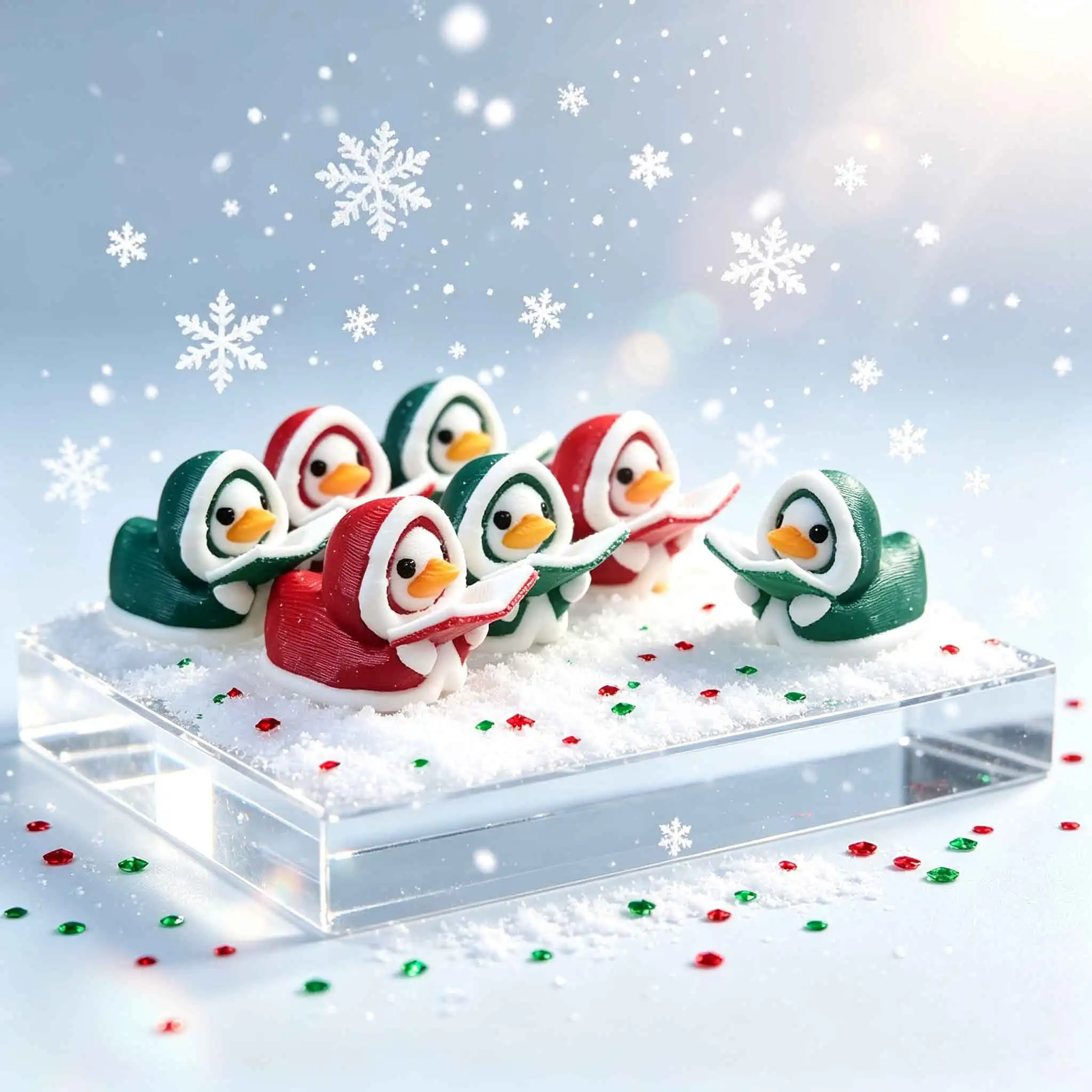 3D Printed Christmas Carol Duck Mini Figurine Desktop Ornament Xmas Micro Landscape Home Decoration Holiday Gift(50pcs)