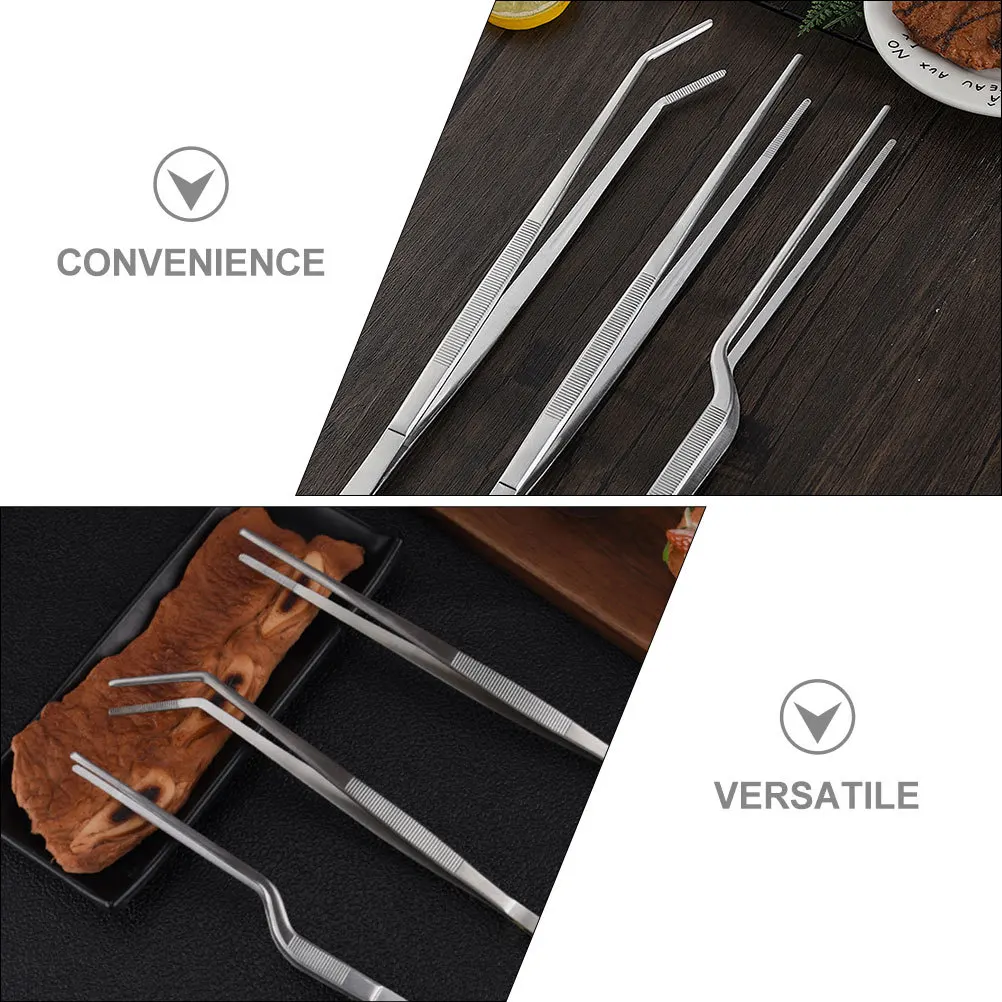 

1Set Stainless Steel Cooking Tweezers Precision Kitchen Tweezer Tongs for Fish Bone Removing Culinary Plating Tool Food Grip
