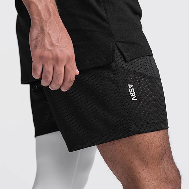 Men\'s Summer Gyms Running Shorts Sports Jogging Fitness Shorts Quick Dry Gym Men Mesh Beach Shorts Casual Short Pants Man