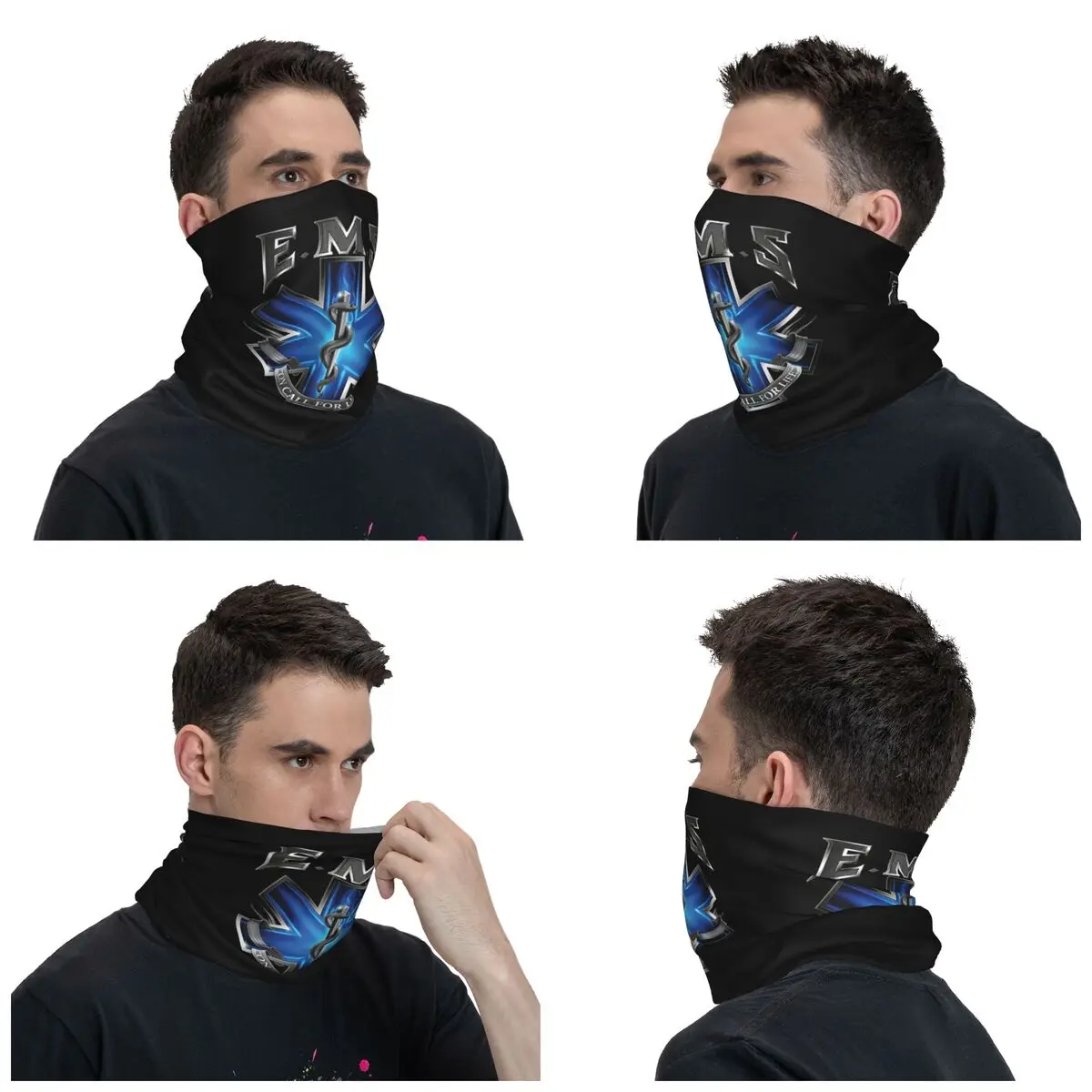 Ems Star Of Life Bandana Neck Gaiter Windproof Face Scarf Cover Men Women Emt Paramedic Medicals Headwear Tube Balaclava