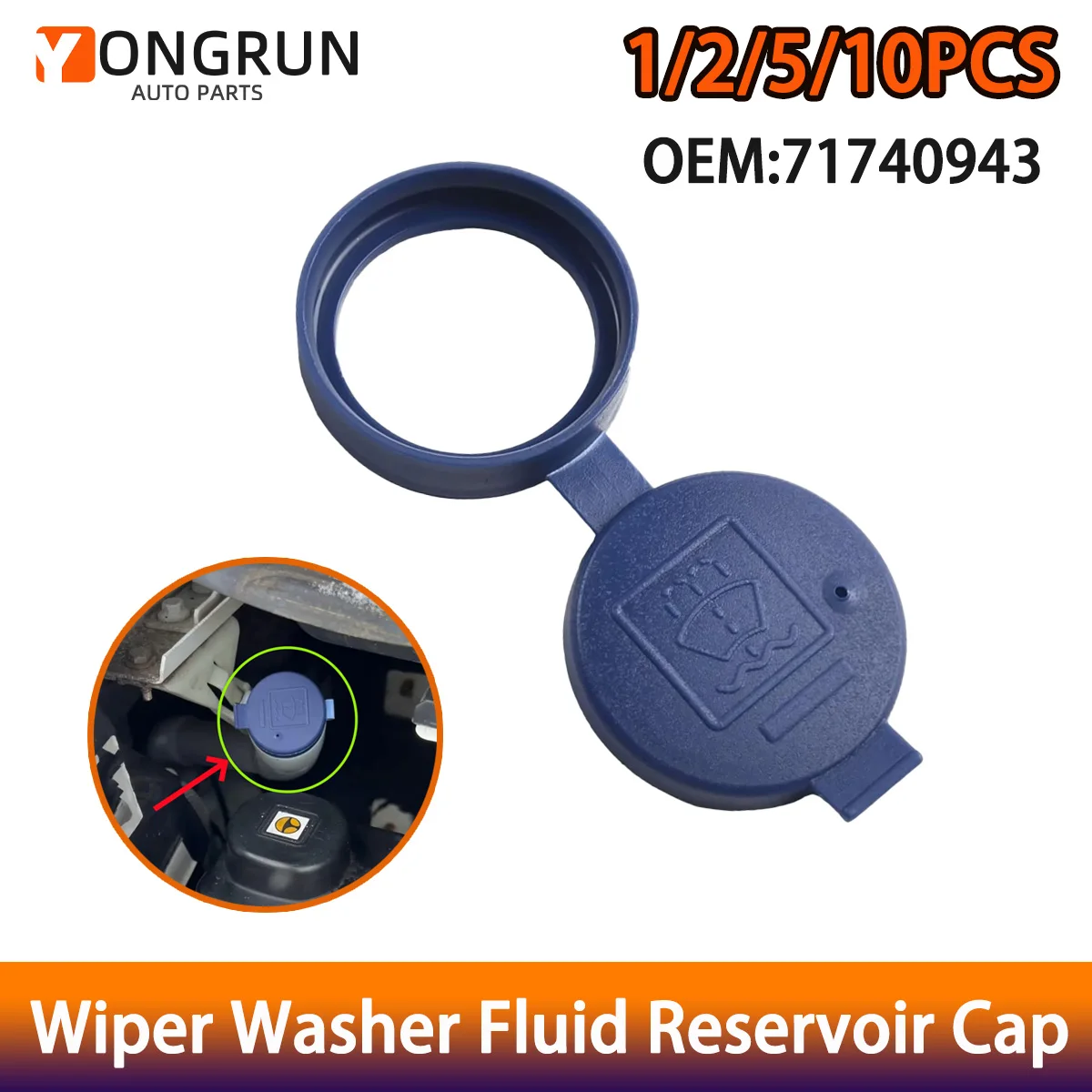 Yongrun tampa de garrafa para reservatório de fluido de para-brisa, adequada para fiat 500 alfa romeo abarth 500 punto bravo doblo 71740943