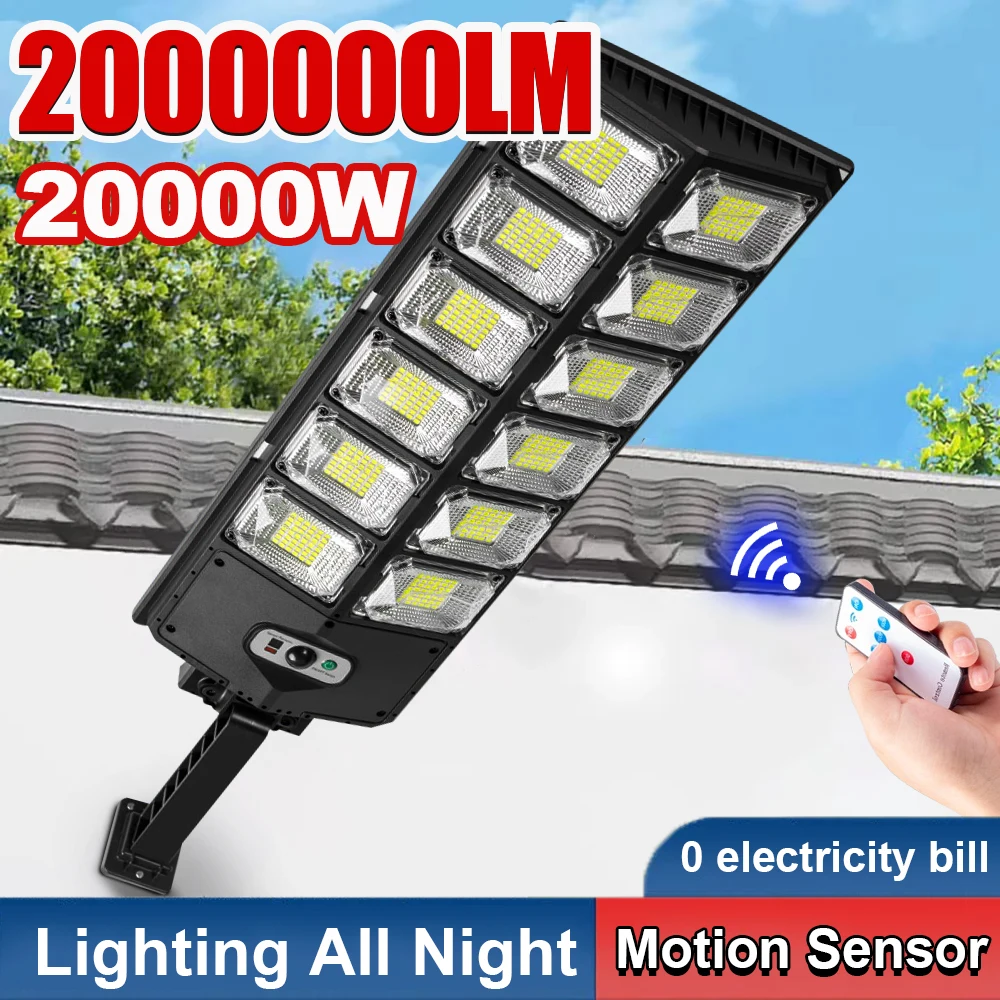 2000000LM Ultra Powerful Solar Lamp With Remote Control Outdoor Solar Induction Street Yard Light IP65 Waterproof Garden Lights