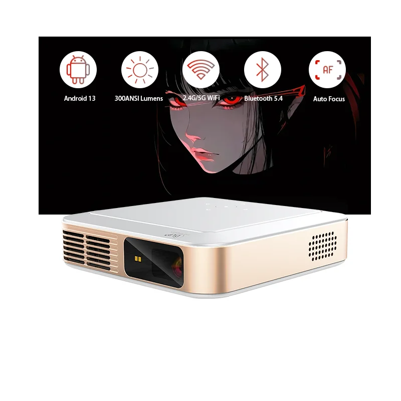 High-Lumens 120-Inch Large Screen Pico DLP Projector Portable Mini Multimedia Beamer for 4K Movie Game 2G Daylight Mobile Beamer