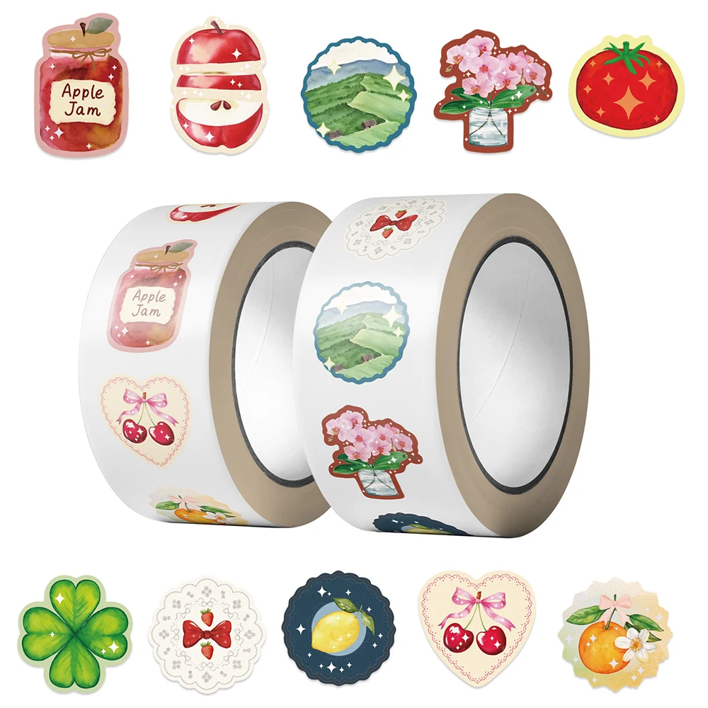 

500pcs Cute Cartoon Pattern Decoration Stickers Roll Waterproof Graffiti Guitar Stationery Phone Laptop Kid Reward Sticker Gifts