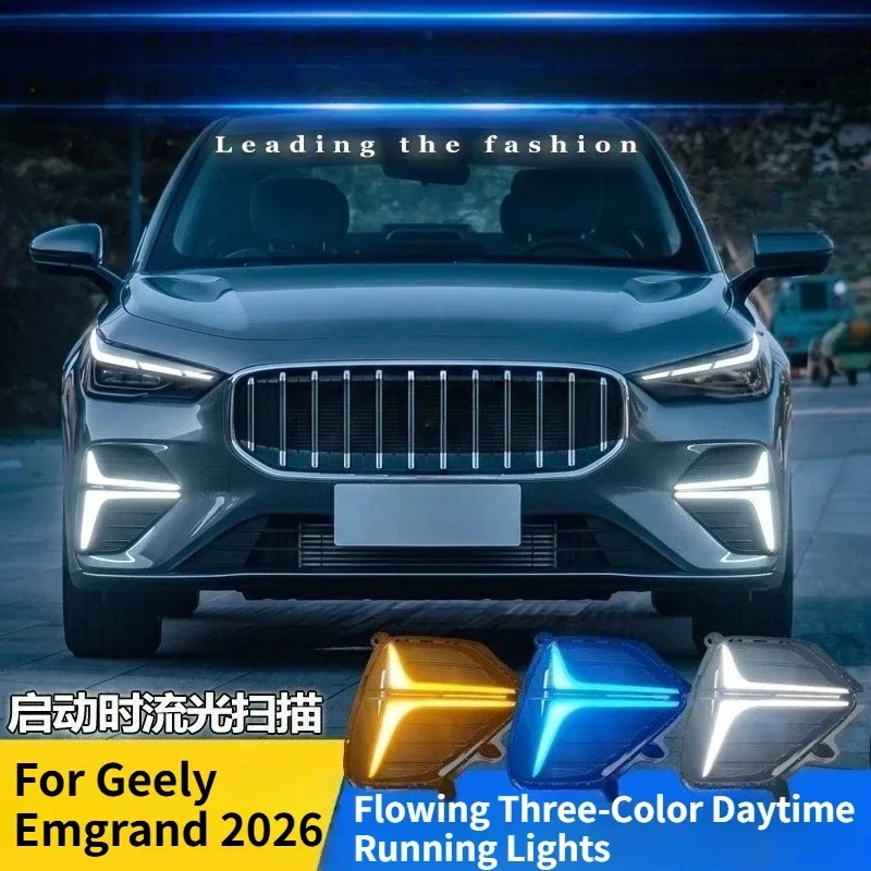 For Geely Emgrand 2026 Car Led Daytime Running Light Front Fog Light Modification Yellow Turn Signal 12V Daylights Accessories detail image 2